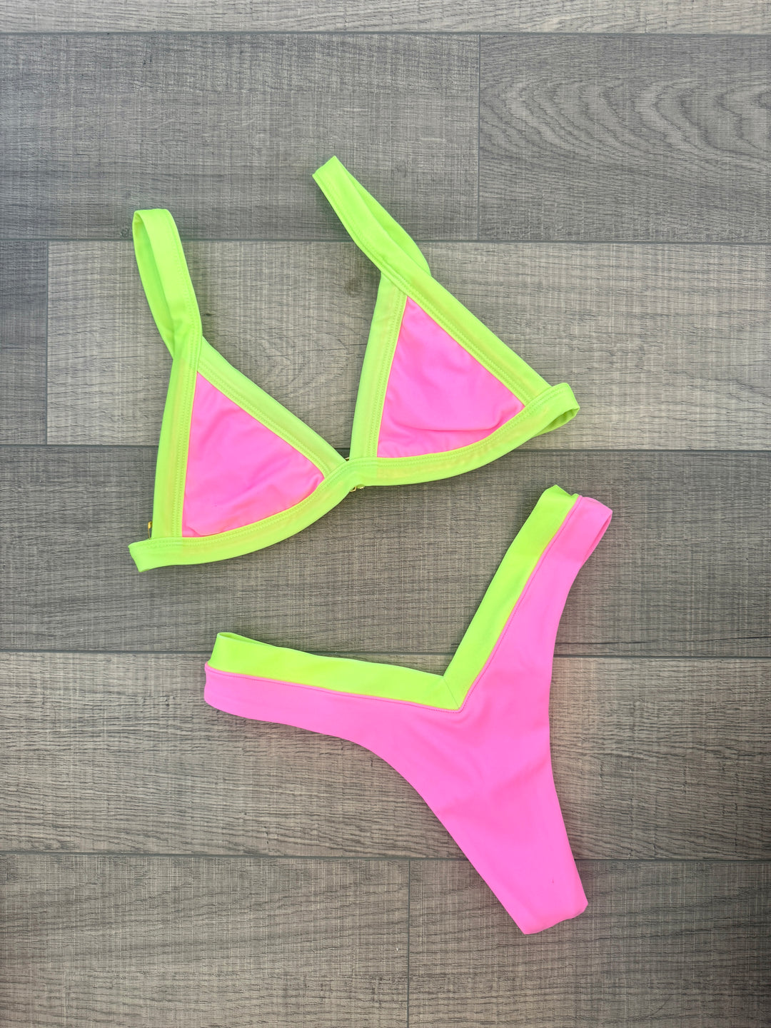 Coco Bikini Bottom | Bright Lime & Pink