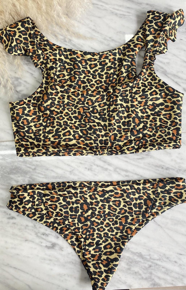 Leopard Ruffle Sport Top