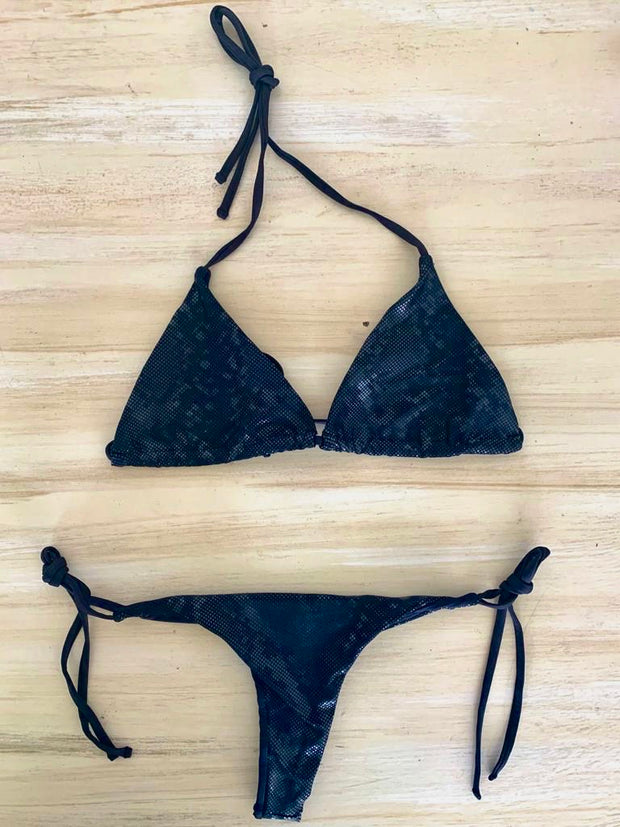 Black Snake Triangle Bikini Top