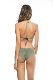 Olive Green Textured Bikini Bottom