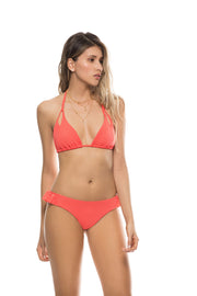 Coral Textured Triangle Bikini Top