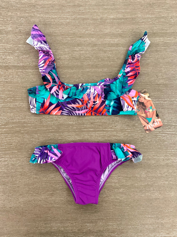 Kids Tropical Ruffled Bikini