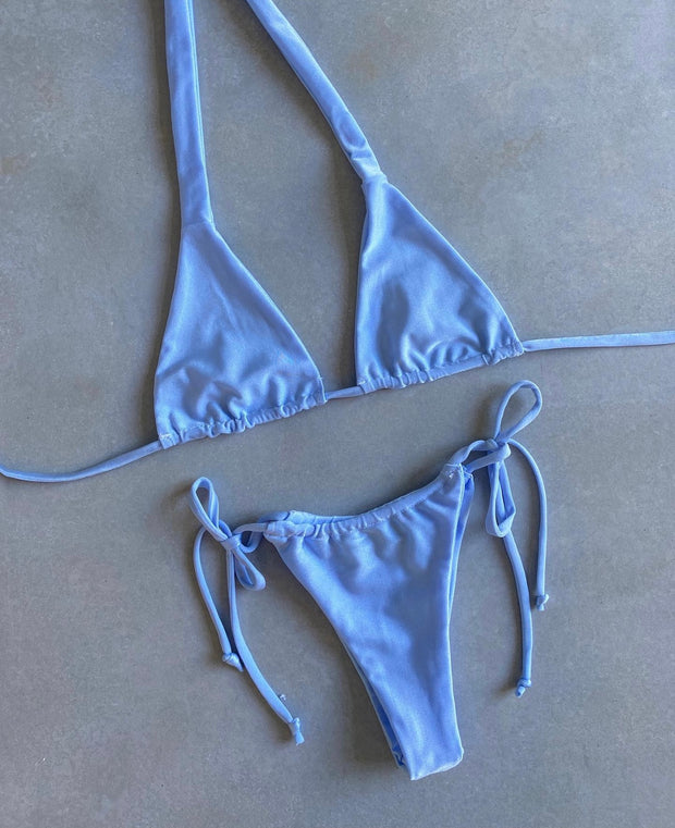 Shimmer Baby Blue Halter Bikini Top