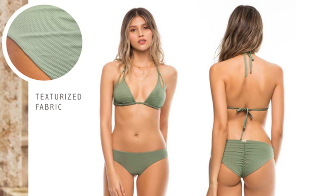 Olive Green Textured Bikini Bottom