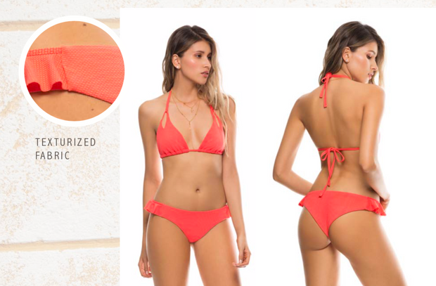 Coral Textured Triangle Bikini Top