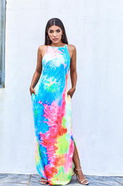 Neon Multicolor Tie-Dye Maxi Dress