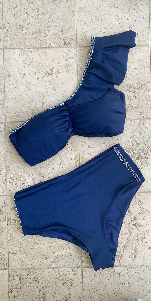Aukai High Waist Bikini Bottom | Blue