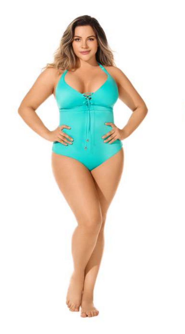 Turquoise Halter One Piece Swimsuit