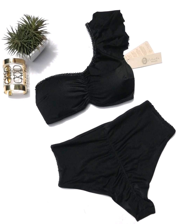 Aukai High Waist Bikini Bottom | Black
