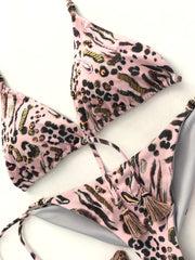 Pink Animal Print Bikini Bottom