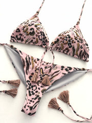 Pink Animal Print Bikini Bottom