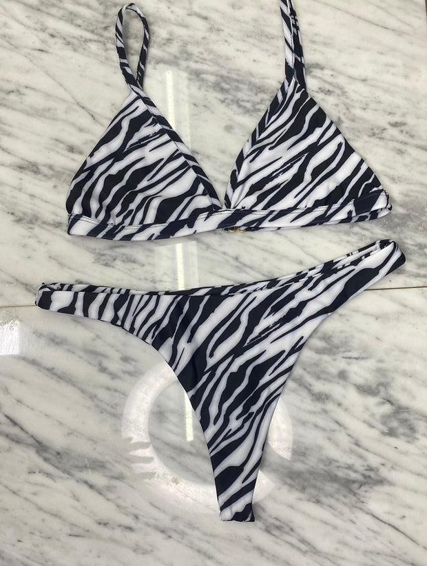 Louie Bikini Top | B&W Zebra