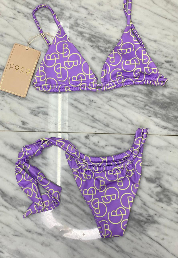 Rousie Bikini Top | Purple & Yellow Coco Blanco