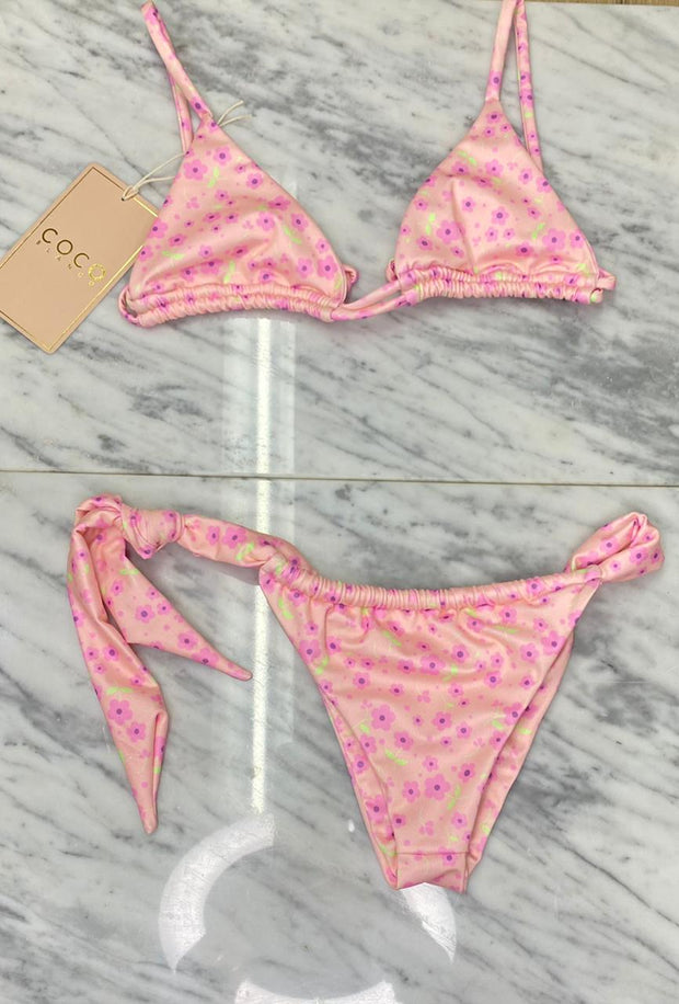 Rousie Bikini Top | Pink Garden