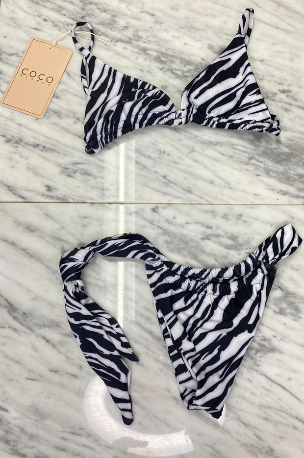 Rousie Bikini Top | B&W Zebra