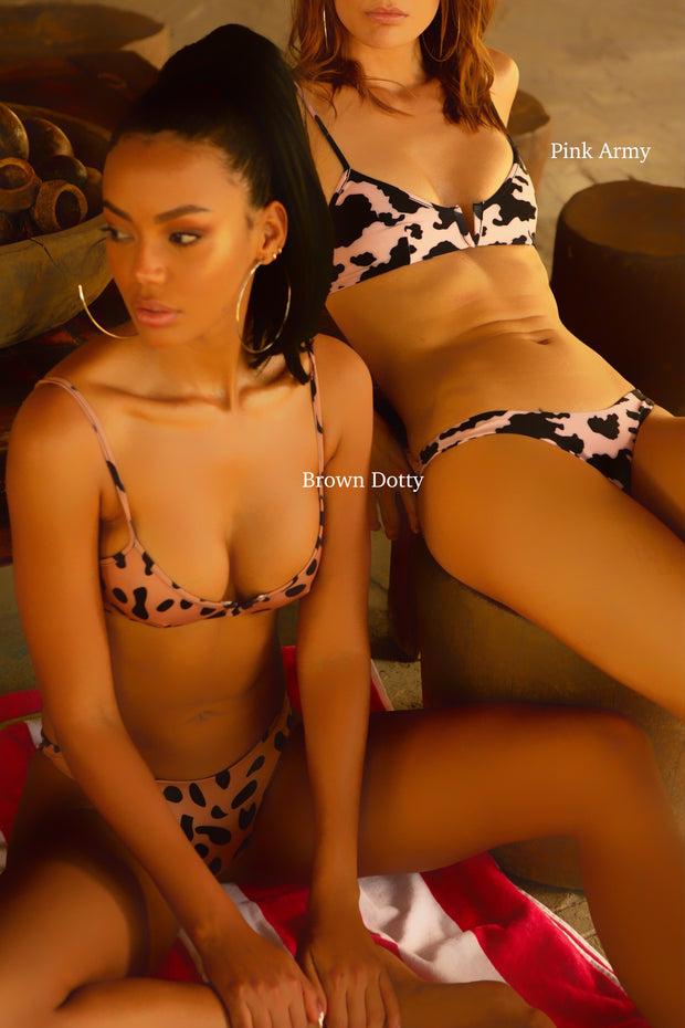 Scarlett Bikini Top | Brown Dotty