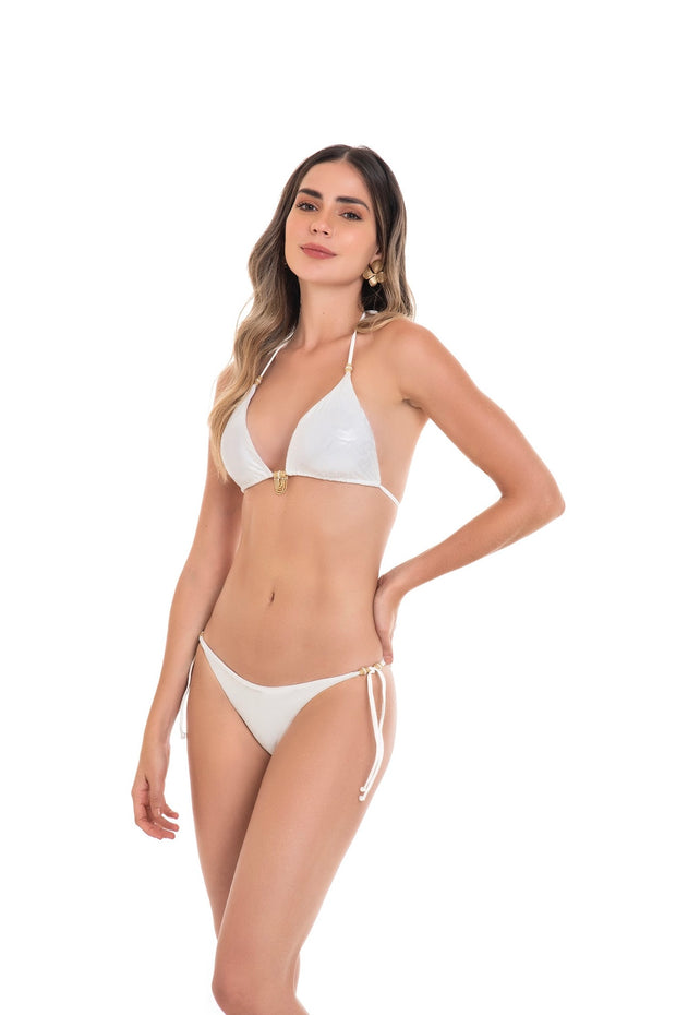 White Snake Triangle Bikini Top