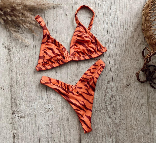 Orange Tiger Bikini Top