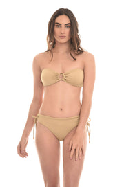 Gold Strapless Bikini Top