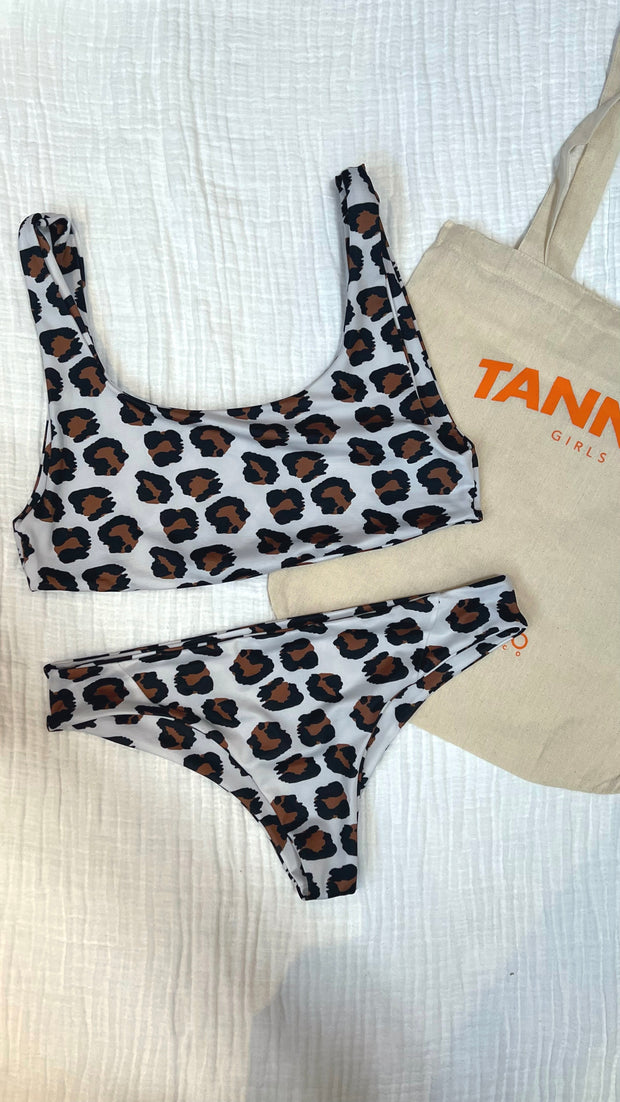 Light Brown & White Animal Print Bikini Top