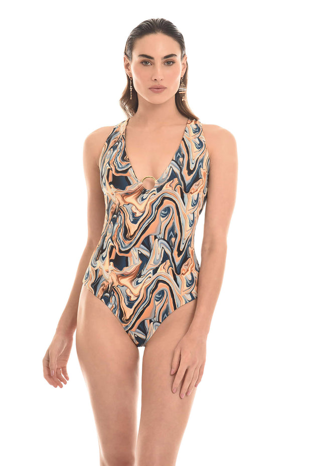 Blue Marble Reversible One Piece Swimsuit