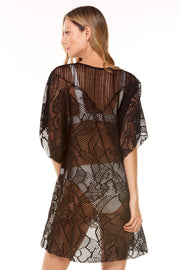 Black Sheny Lace Short Dress