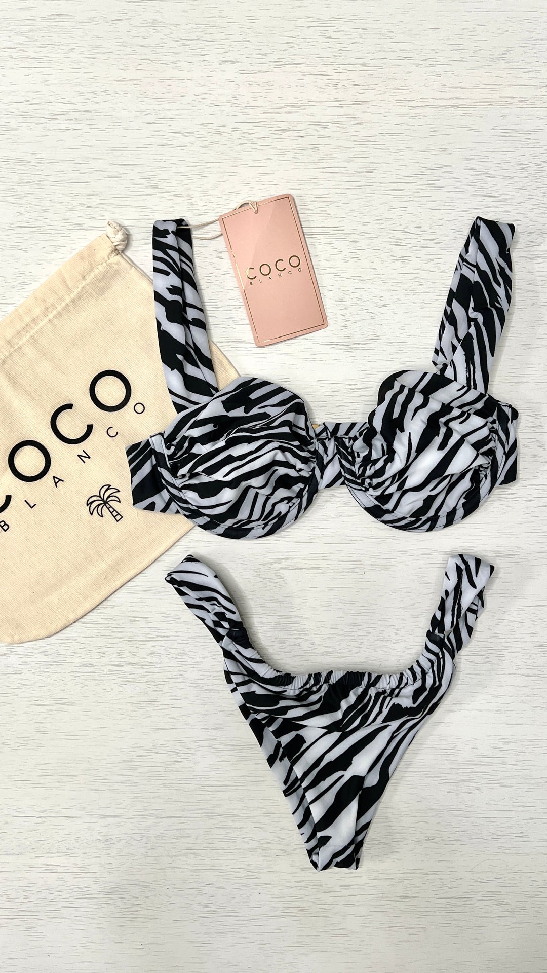 Naomi Bikini Top | B&W Zebra