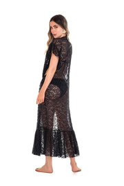 Black Cover-Up Long Kimono