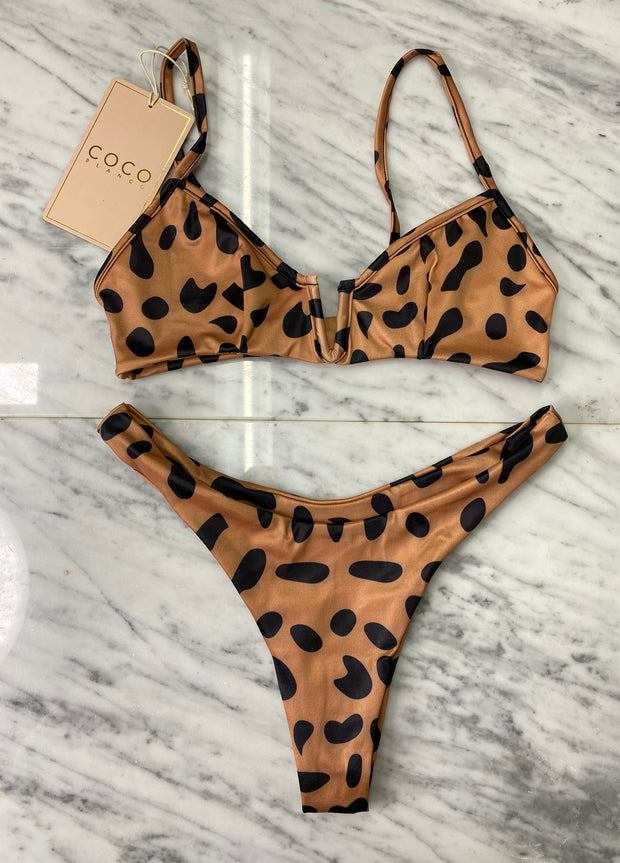 Scarlett Bikini Top | Brown Dotty