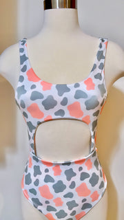 Animal Print Cut-Out One Piece Swimsuit